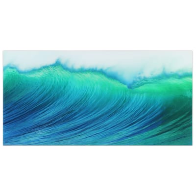 "Blue Wave" Frameless Free Floating Tempered Art Glass Wall Art