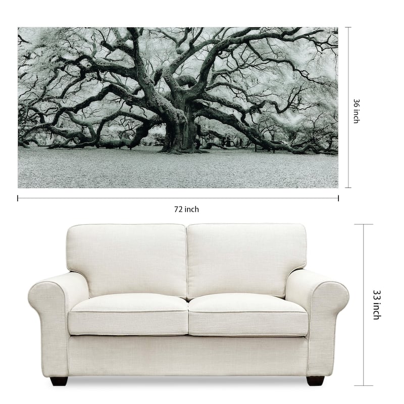 "The Angel Oak" Frameless Free Floating Tempered Art Glass Wall Art by EAD Art Coop