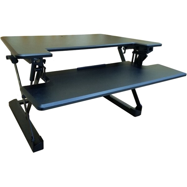 Hanover 35 In Wide Black Tabletop Sit Or Stand Lift Desk With Adjustable Height For Offices Schools And Writing Stations