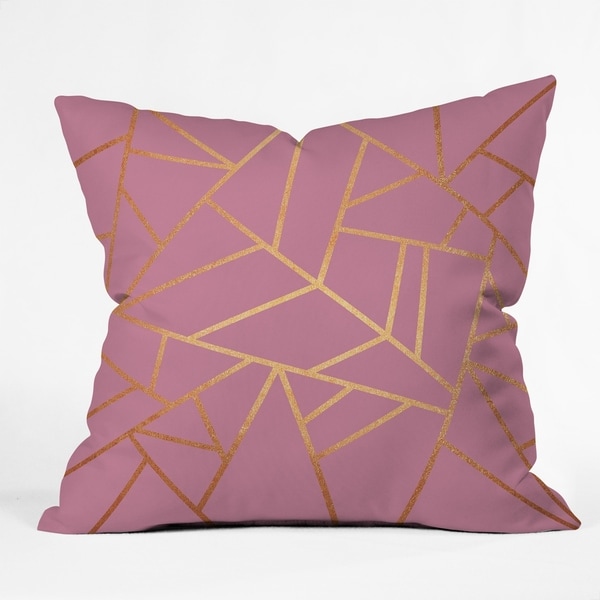 Deny Designs Pink and Amber Geometric Indoor/Outdoor Reversible Throw Pillow (4 Sizes)