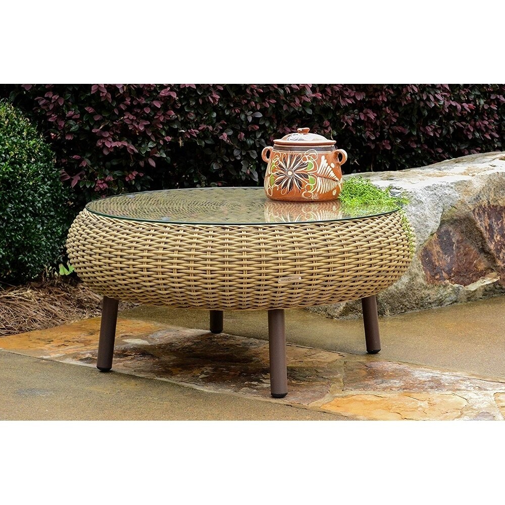 tan wicker table