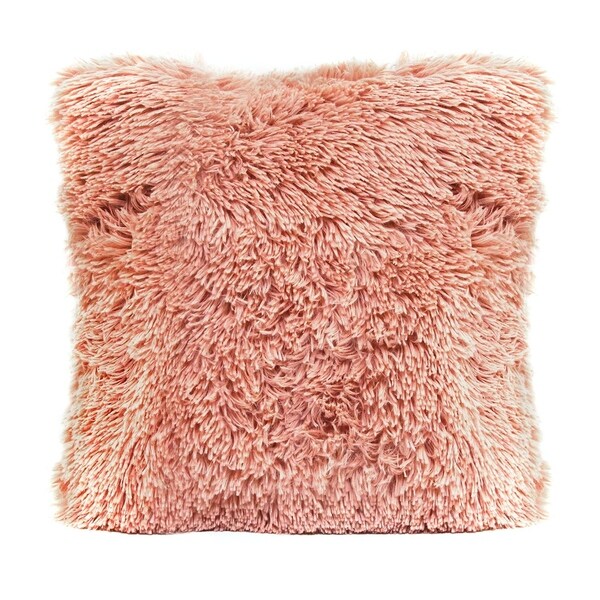 Shop Stratton Home Decor Faux Fur Pink Throw Pillow with Hidden Zipper