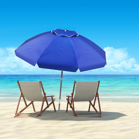 7ft Portable Beach Umbrella with 360 Degree Tilt by Pure Garden, Sand Anchor Included