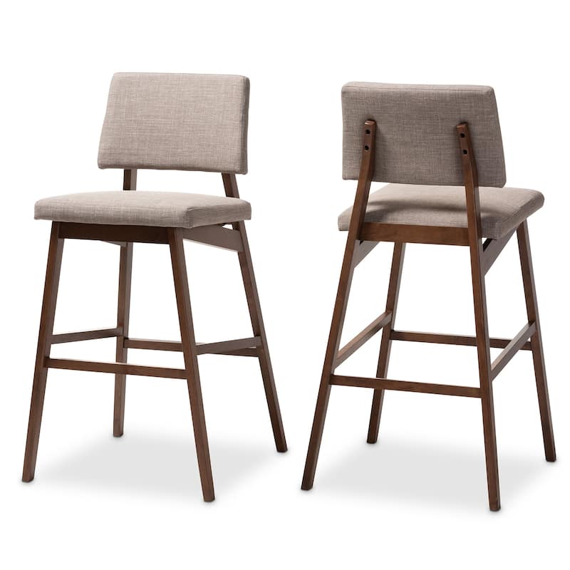 Mid-Century Bar Stool 2-Piece Set - Grey