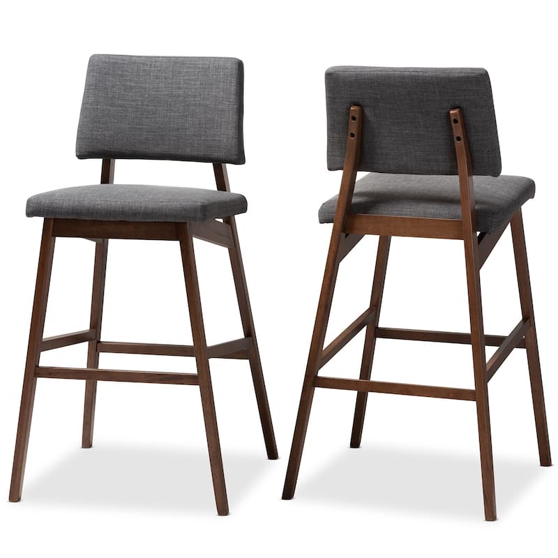 Mid-Century Bar Stool 2-Piece Set - Charcoal