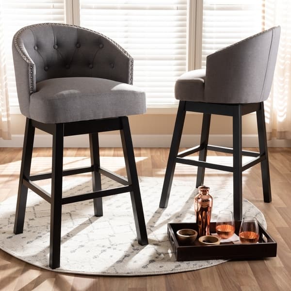 Transitional Swivel Bar Stool Set Of 2 Overstock 26395839