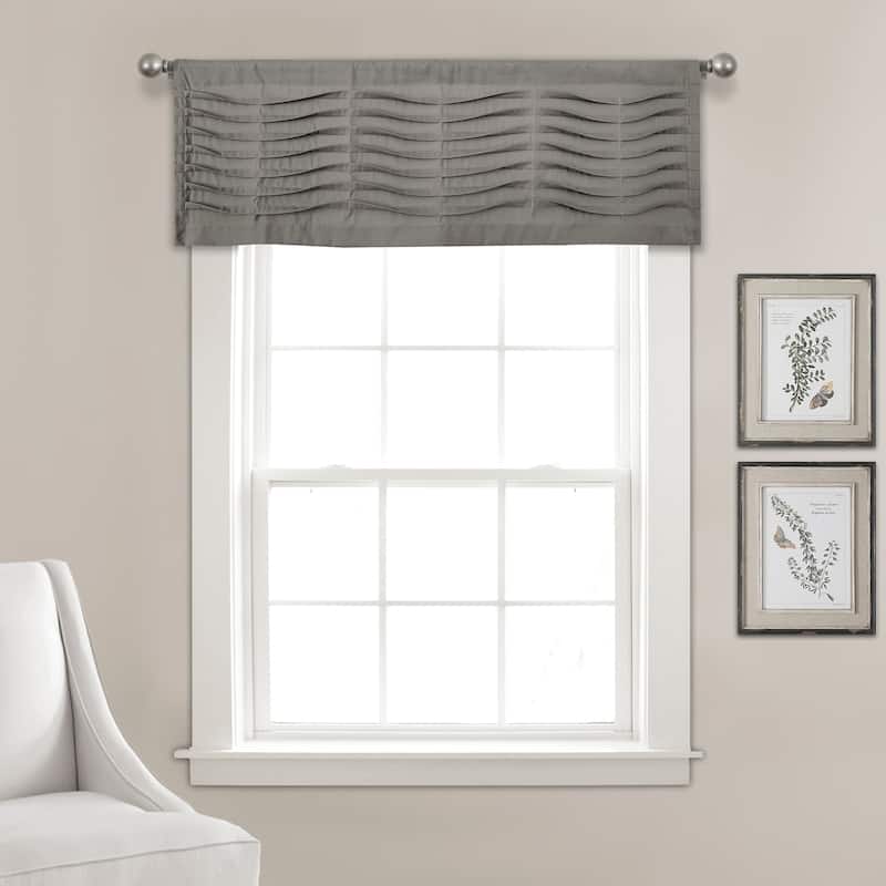 Porch & Den Kinnaman Wave Texture Window Curtain Valance - 18"l x 52"w - 18"l x 52"w - Dark Gray
