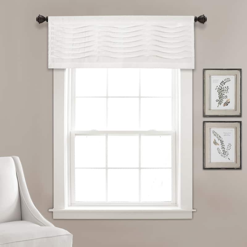 Porch & Den Kinnaman Wave Texture Window Curtain Valance - 18"l x 52"w - 18"l x 52"w - White