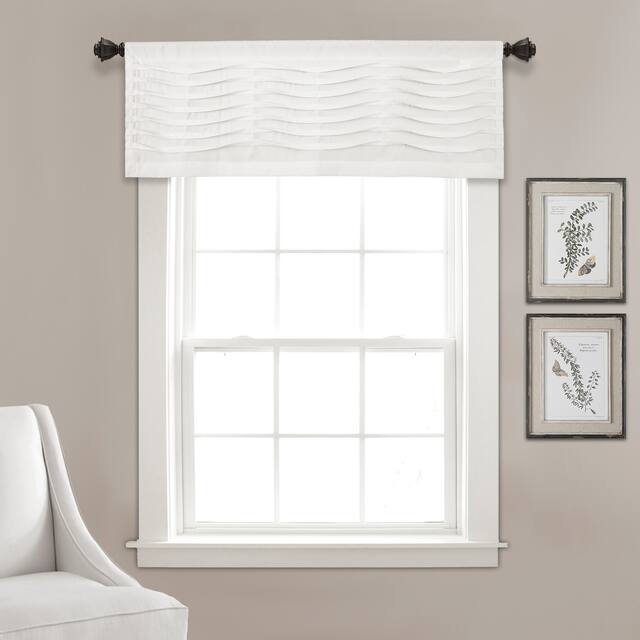 Porch & Den Kinnaman Wave Texture Window Curtain Valance - 18"l x 52"w - 18"l x 52"w - White