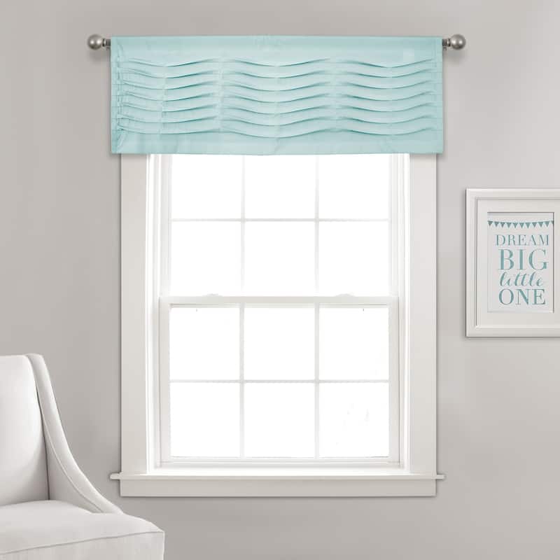 Porch & Den Kinnaman Wave Texture Window Curtain Valance - 18"l x 52"w - 18"l x 52"w - Blue