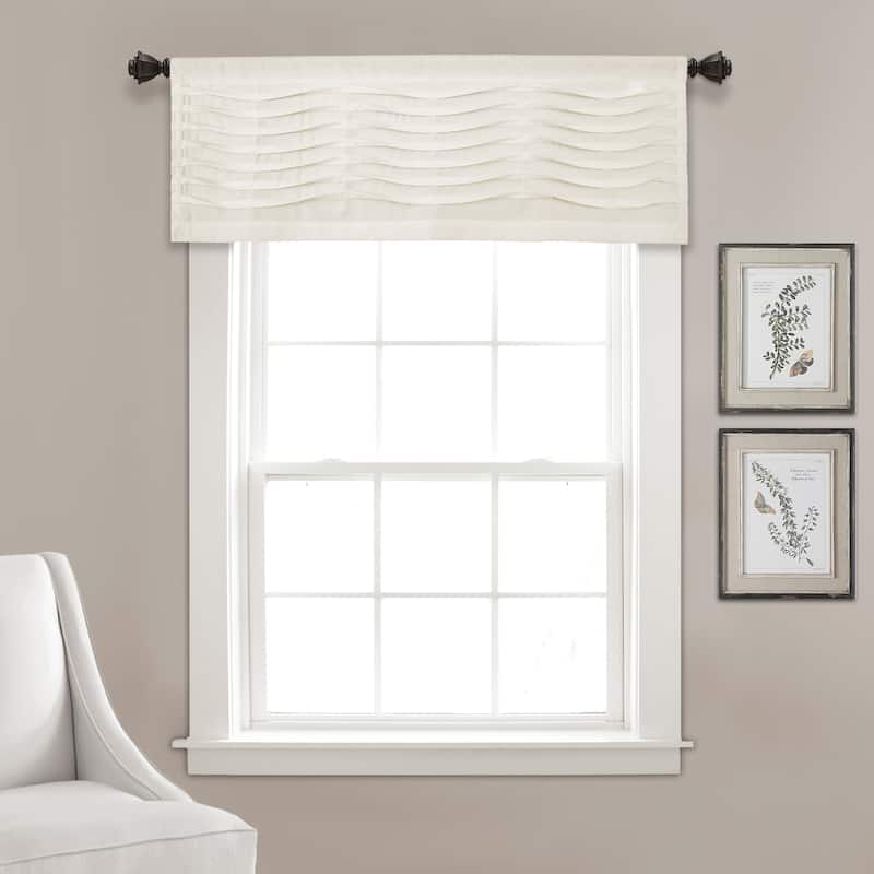 Porch & Den Kinnaman Wave Texture Window Curtain Valance - 18"l x 52"w - 18"l x 52"w - Cream