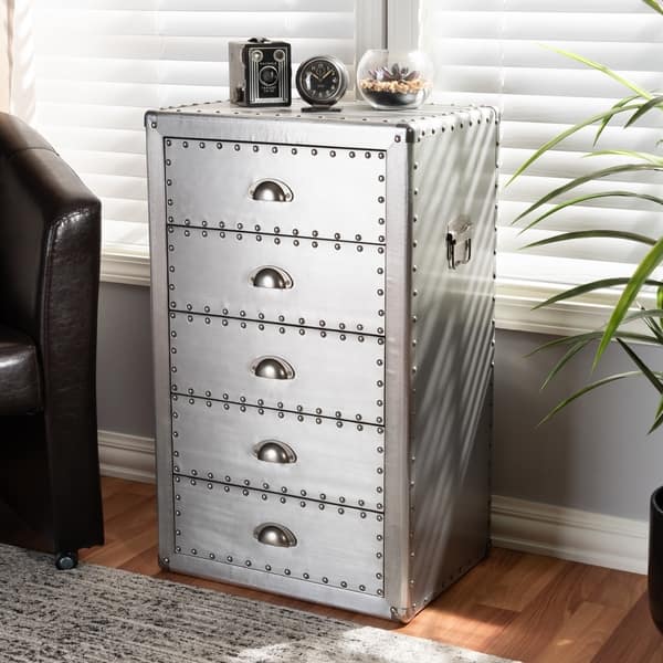 slide 1 of 9, French Industrial 5-Drawer Storage Cabinet