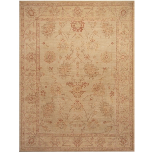 Handmade Vegetable Dye Oushak Wool Rug (Afghanistan) - 9' x 12'