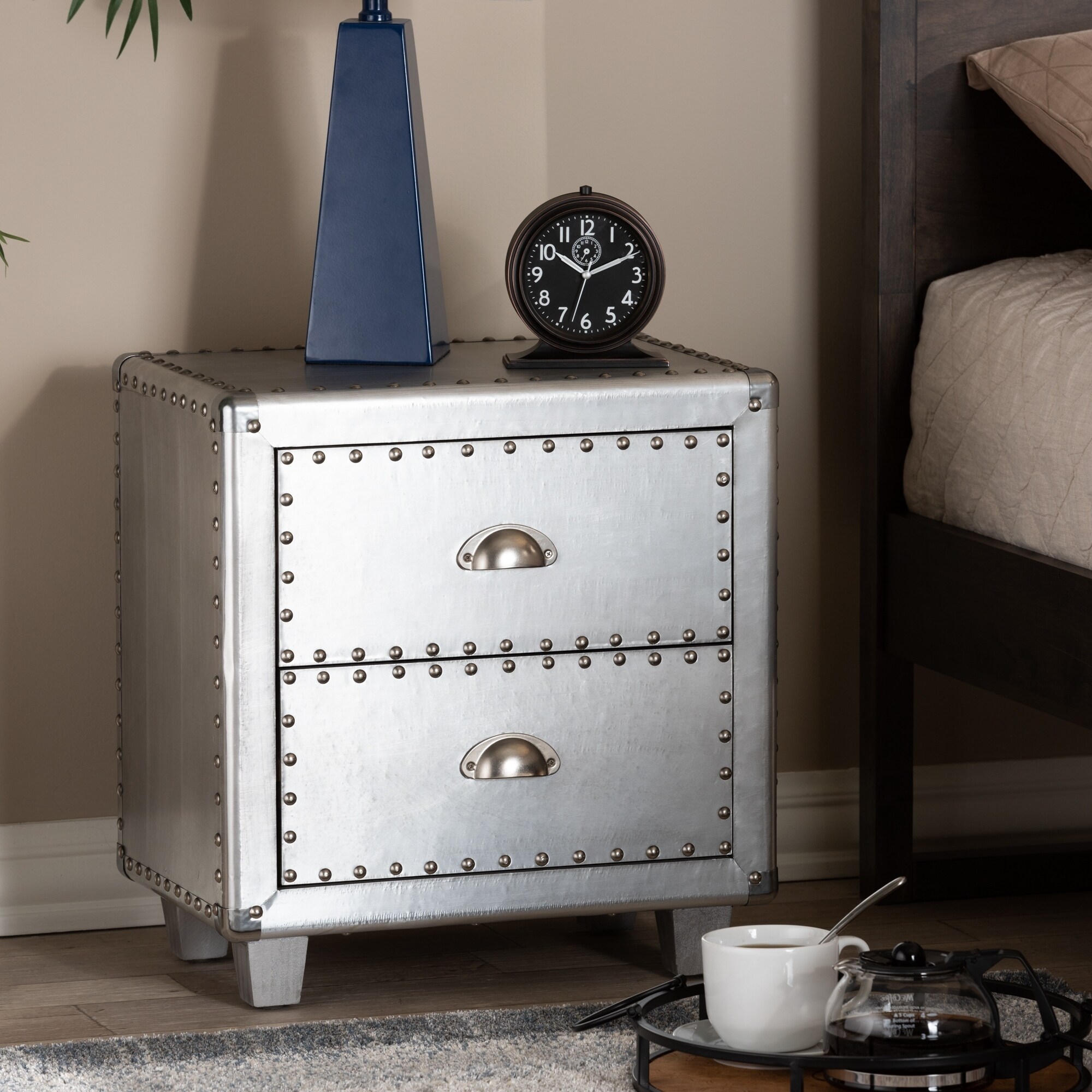 Shop French Industrial 2 Drawer Nightstand On Sale Overstock 26396188