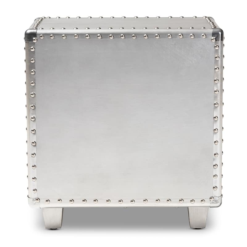 Baxton Studio Davet French Industrial Silver Metal 2-Drawer End Table