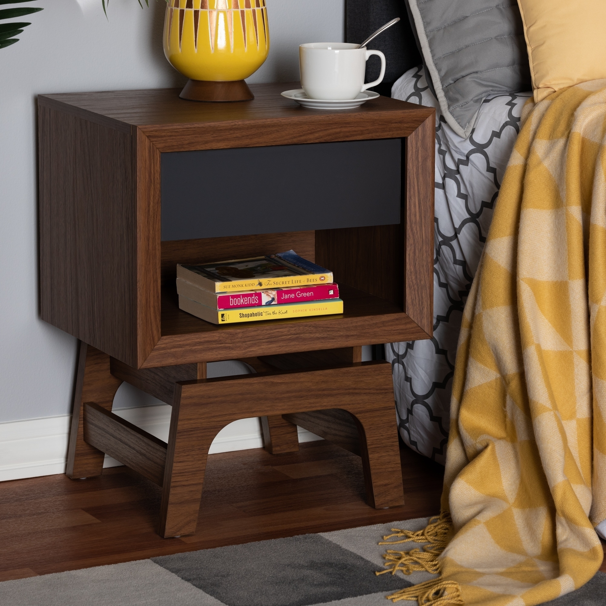 Mid Century 1 Drawer Nightstand Brown 1 Drawer Ebay