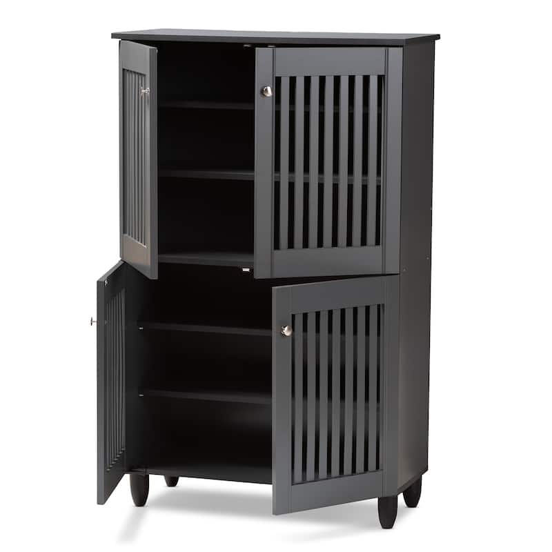 Contemporary Dark Grey Shoe Storage Cabinet