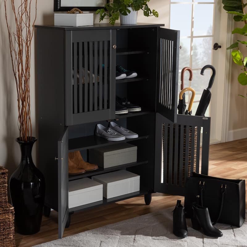 Contemporary Dark Grey Shoe Storage Cabinet