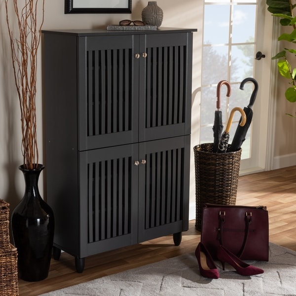 Contemporary Dark Grey Shoe Storage Cabinet Bed Bath Beyond 26396254