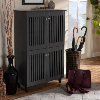 Contemporary Dark Grey Shoe Storage Cabinet