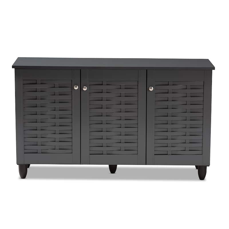 Contemporary Dark Grey 12-pair Shoe Storage Cabinet