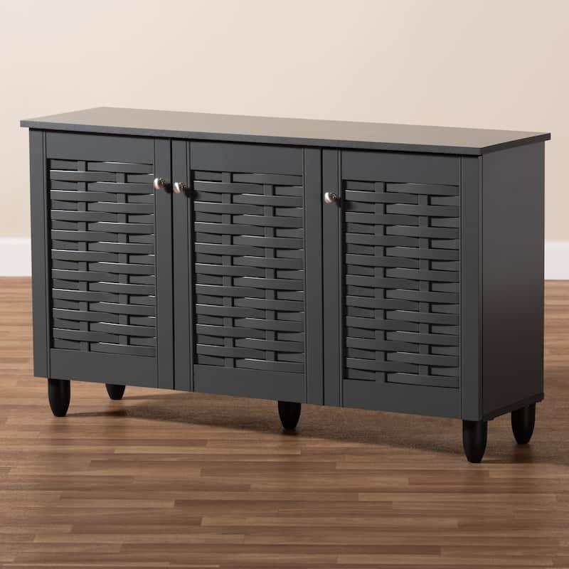 Contemporary Dark Grey 12-pair Shoe Storage Cabinet