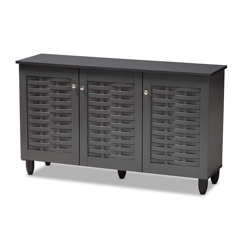 Contemporary Dark Grey 12-pair Shoe Storage Cabinet