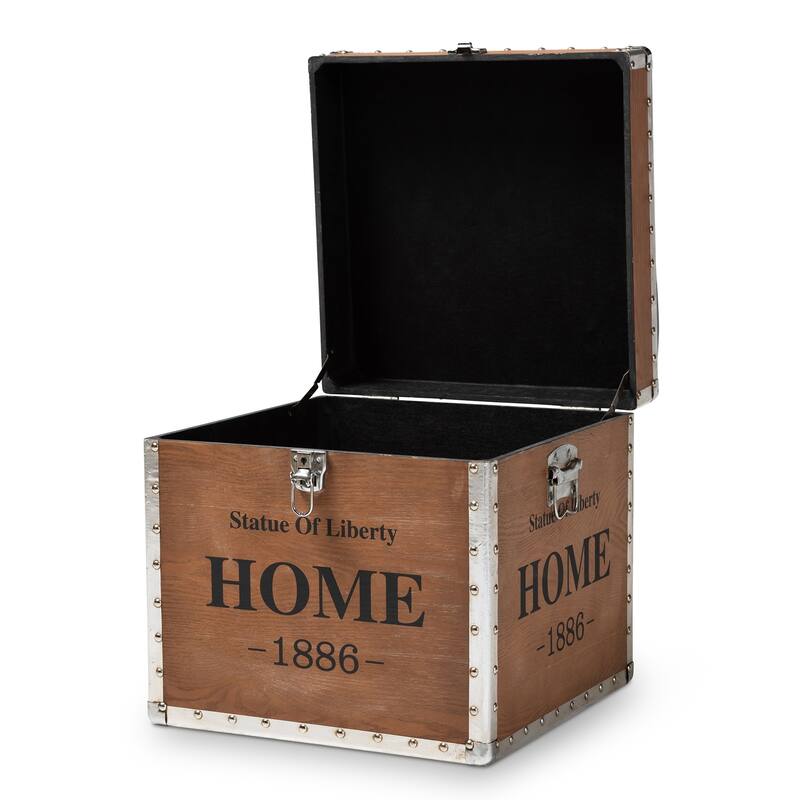 Vintage Industrial Storage Trunk Ottoman