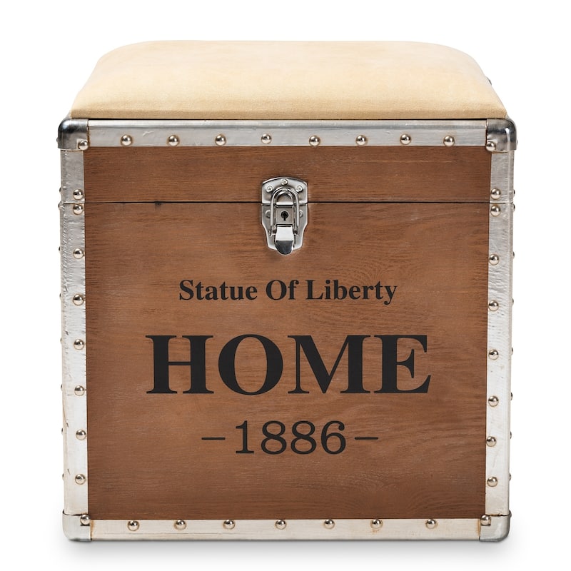 Vintage Industrial Storage Trunk Ottoman