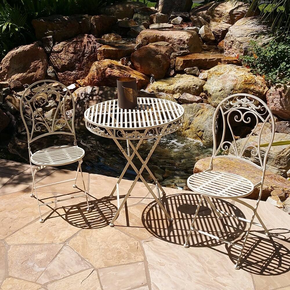 Modern Home Versailles Antiqued Iron 3pc Folding Bistro Set