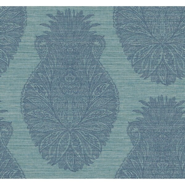 Shop Peachtree Damask Wallpaper, In Blue & Teal ...