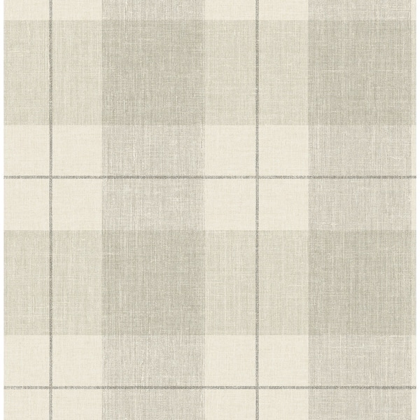slide 1 of 1, Newcastle Plaid Wallpaper, In Taupe, Gray, & Off-White Taupe, Gray, & Off-White