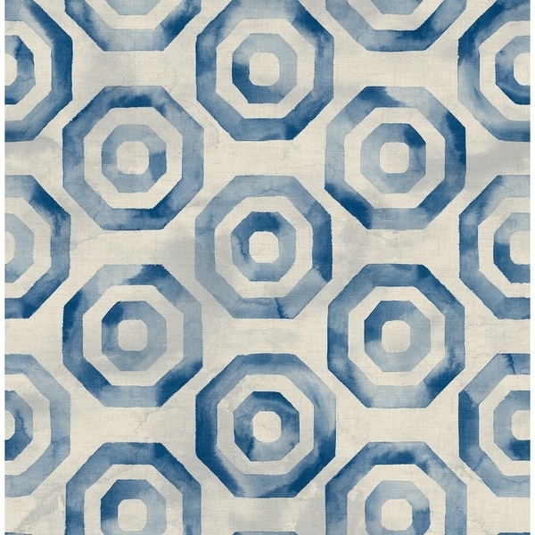 Shop Faravel Geo Circles Geometric Wallpaper In Prussian Blue Off White On Sale Overstock