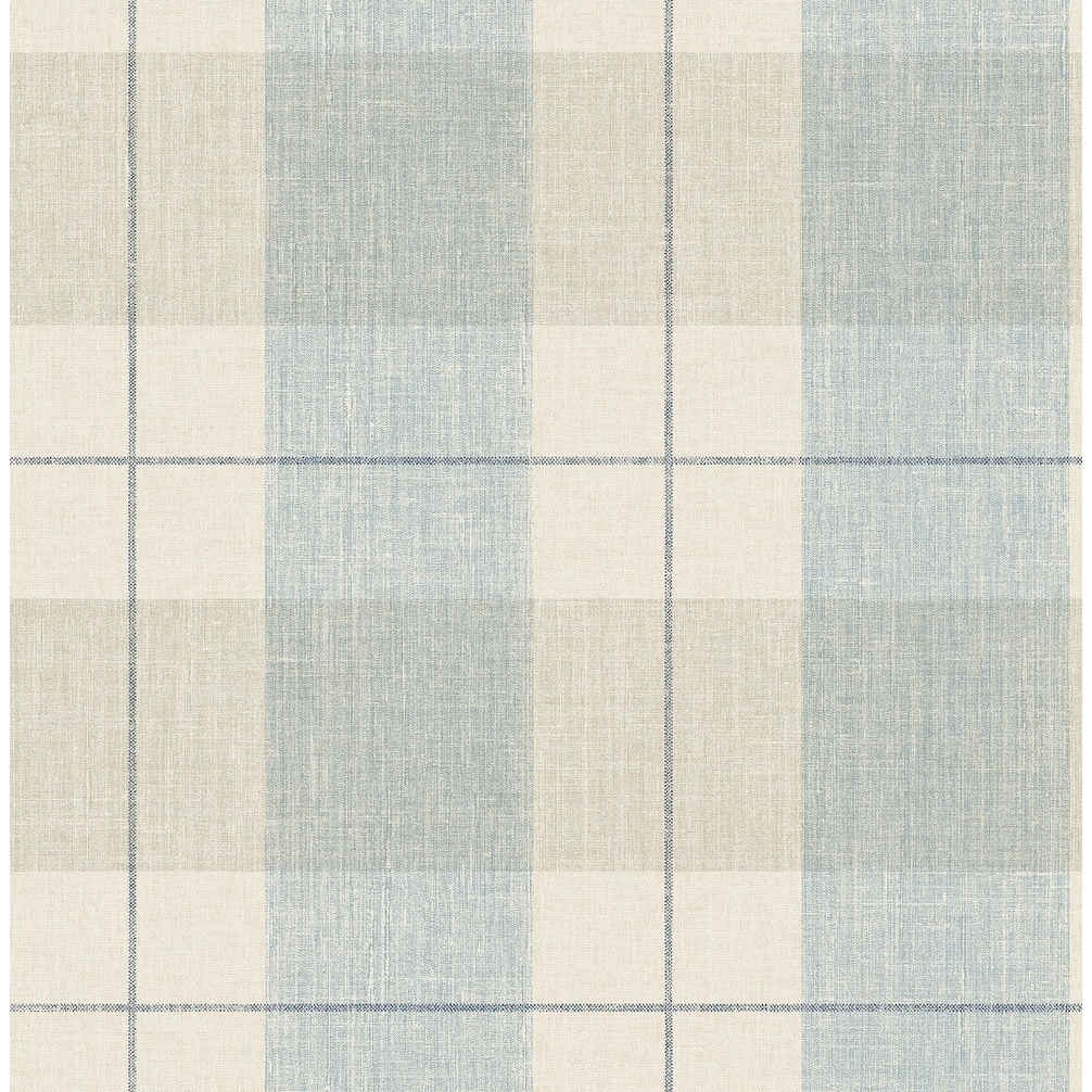 Newcastle Plaid Wallpaper, In Blue, Tan, & Off-White - On Sale