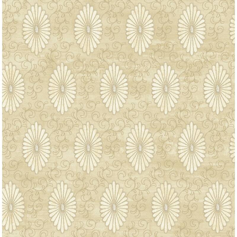 Palladium Medallion Wallpaper, In Metallic Gold & Off-White - On Sale ...