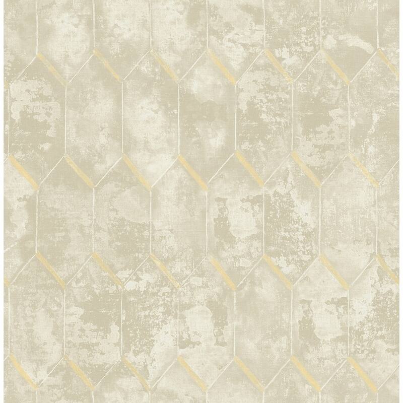 Whitney Geometric Wallpaper, In Gray, OffWhite, & Gold Bed Bath