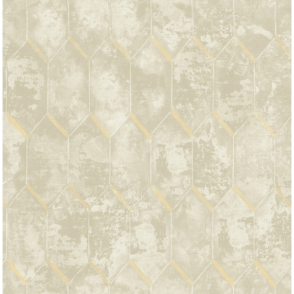 Whitney Geometric Wallpaper In Gray Off White Gold