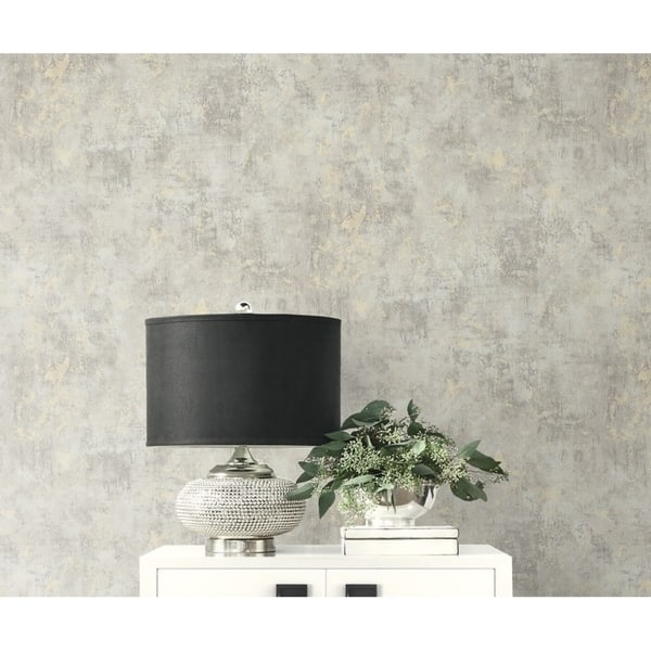 Wallpaper Designer Shiny Silver and Gray Faux Crackle