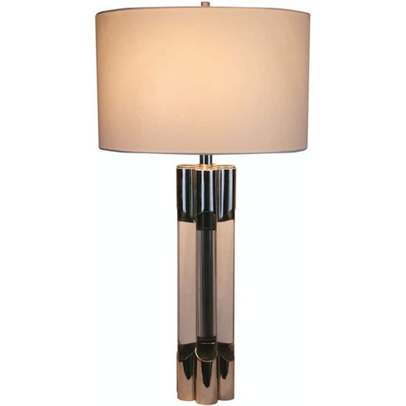 Polished Nickel Frame Table Lamp With Clear Crystal