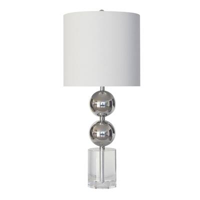 Clear Crystal Base Table Lamp With Polished Nickel Frame