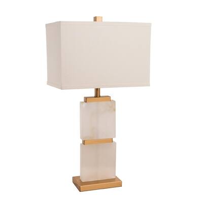 White Marble and Gold Metal Frame Table Lamp