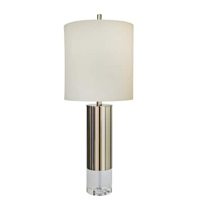 Polished Nickel Frame Table Lamp With Clear Crystal Base