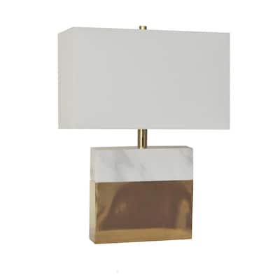White Marble with A gold Metal Base Table Lamp