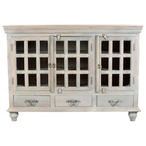 Shop Brea 3 Drawer 3 Glass Door Sideboard Free Shipping Today