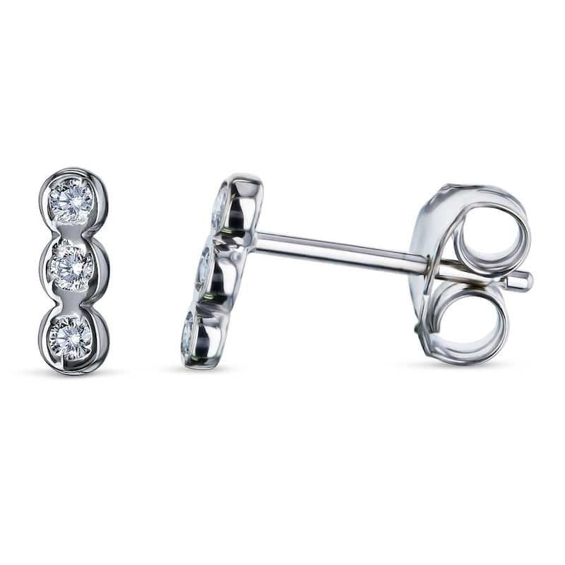 Kobelli 0.07 Carats Natural DiamondS Solid 14k Gold Bezel Set Trio Stud Earrings - White