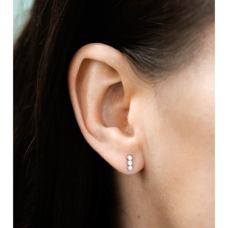Kobelli 0.07 Carats Natural DiamondS Solid 14k Gold Bezel Set Trio Stud Earrings