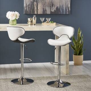 Carlota Adjustable Height 24"-32" Faux Leather Swivel Barstool (Set of 2) by Christopher Knight Home