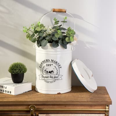 Glitzhome Farmhouse Metal Enamel Canister