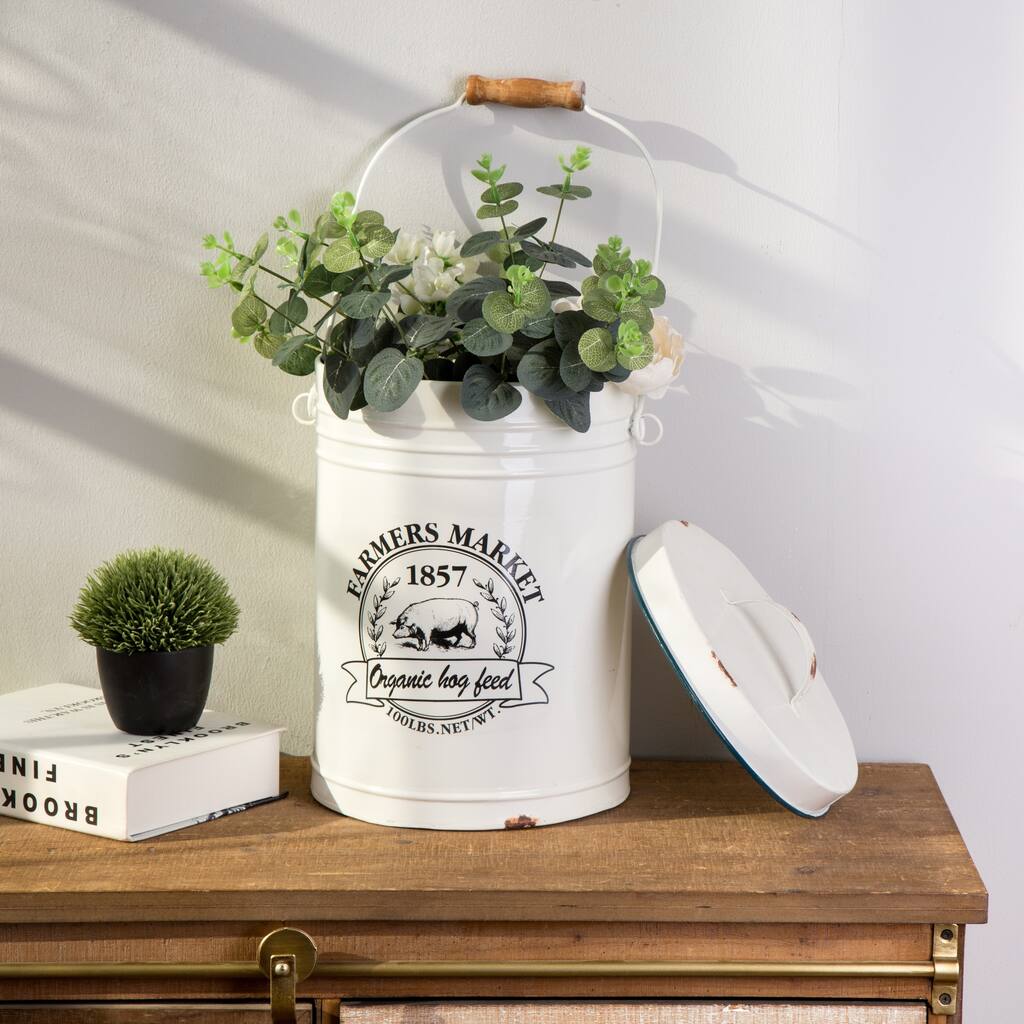 Glitzhome Farmhouse Metal Enamel Canister