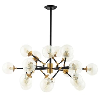 Sparkle Amber Glass And Antique Brass 18 Light Pendant Chandelier - Chandeliers For Bedrooms by Overstock.com